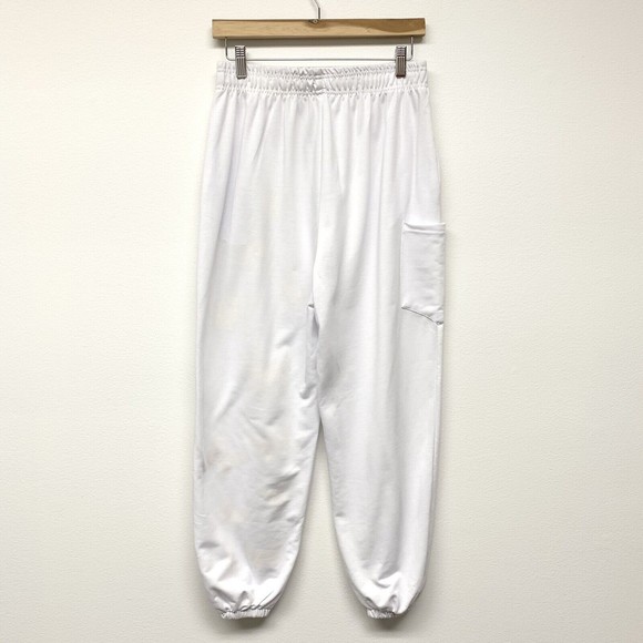 White Butterfly Cargo High Rise Sweatpants Womens‎ Size Medium Pockets Joggers - Picture 2 of 9